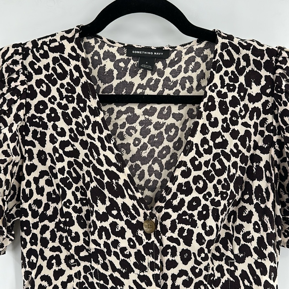 Something Navy Leopard Mini Dress Button Down Sho… - image 4
